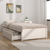 NNEVL Bed Frame with Drawers White 90x190 cm 3FT Single