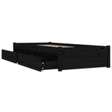 NNEVL Bed Frame with Drawers Black 90x190 cm 3FT Single
