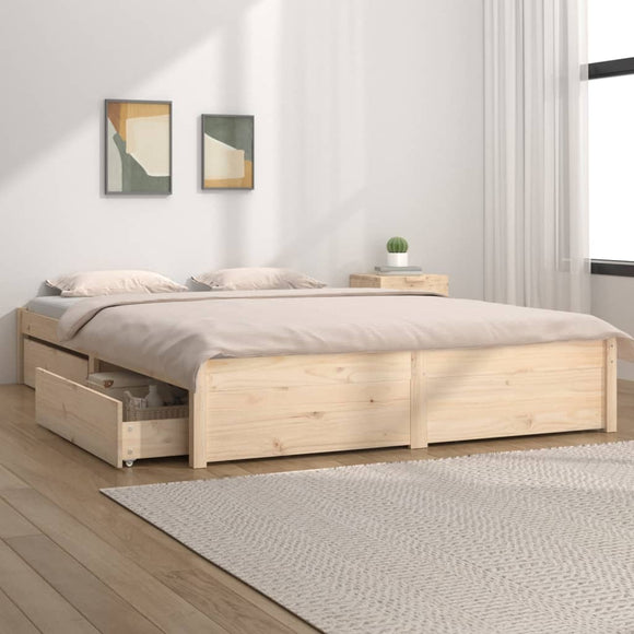 NNEVL Bed Frame with Drawers 137x187 cm Double Size