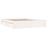NNEVL Bed Frame with Drawers White 137x187 cm Double Size