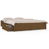 NNEVL Bed Frame with Drawers Honey Brown 150x200 cm 5FT King Size