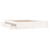 NNEVL Bed Frame with Drawers White 180x200 cm 6FT King Size