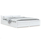 NNEVL Bed Frame with Drawers White 153x203 cm Queen Size
