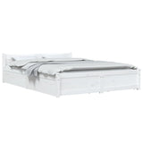NNEVL Bed Frame with Drawers White 153x203 cm Queen Size