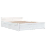 NNEVL Bed Frame with Drawers White 153x203 cm Queen Size