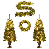 NNEVL Artificial Christmas Trees 2 pcs with Wreath, Garland and LEDs