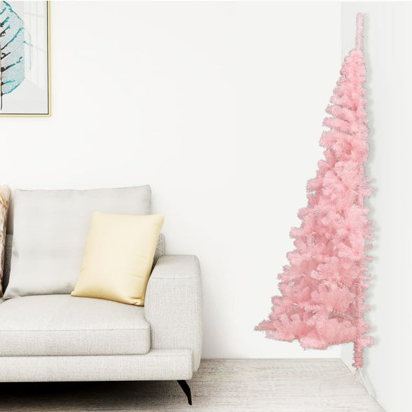 NNEVL Artificial Half Christmas Tree with Stand Pink 150 cm PVC
