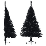 NNEVL Artificial Half Christmas Tree with Stand Black 120 cm PVC