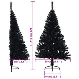 NNEVL Artificial Half Christmas Tree with Stand Black 120 cm PVC