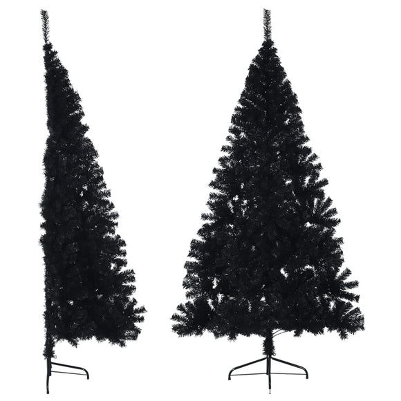 NNEVL Artificial Half Christmas Tree with Stand Black 240 cm PVC
