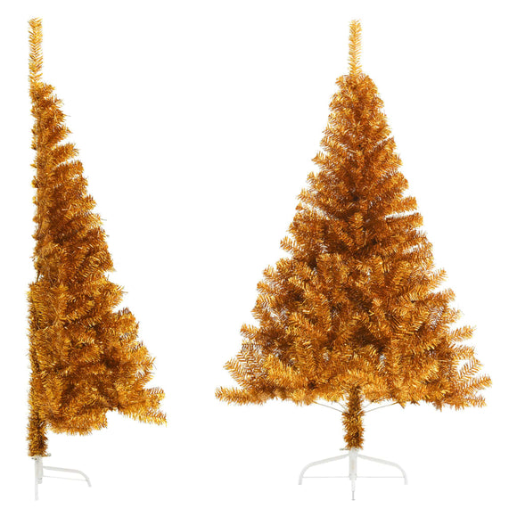 NNEVL Artificial Half Christmas Tree with Stand Gold 180 cm PET