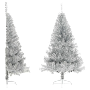 NNEVL Artificial Half Christmas Tree with Stand Silver 180 cm PET