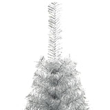 NNEVL Artificial Half Christmas Tree with Stand Silver 210 cm PET