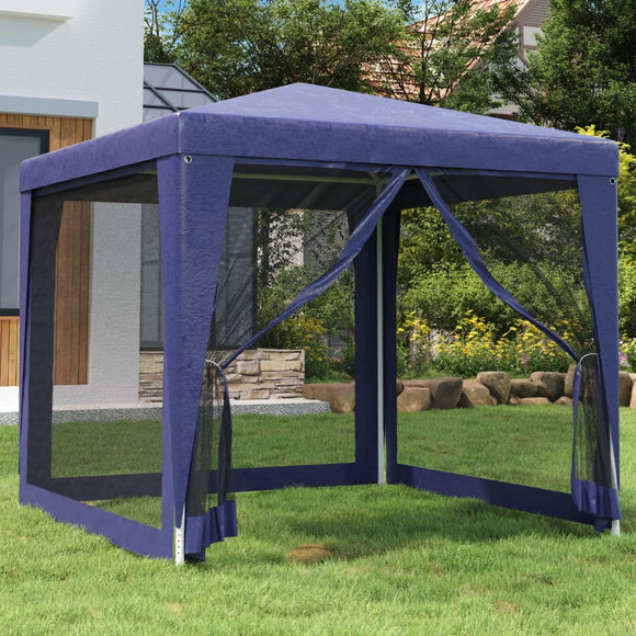 NNEVL Party Tent with 4 Mesh Sidewalls Blue 2.5x2.5 m HDPE