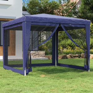 NNEVL Party Tent with 4 Mesh Sidewalls Blue 3x3 m HDPE