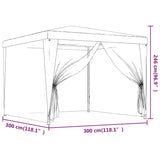 NNEVL Party Tent with 4 Mesh Sidewalls Anthracite 3x3 m HDPE