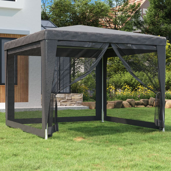 NNEVL Party Tent with 4 Mesh Sidewalls Anthracite 3x3 m HDPE
