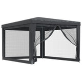 NNEVL Party Tent with 4 Mesh Sidewalls Anthracite 3x4 m HDPE