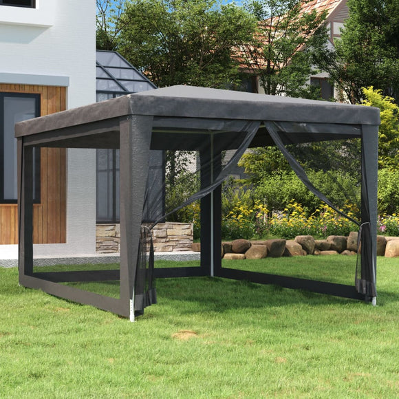 NNEVL Party Tent with 4 Mesh Sidewalls Anthracite 3x4 m HDPE