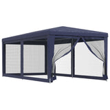 NNEVL Party Tent with 6 Mesh Sidewalls Blue 3x6 m HDPE