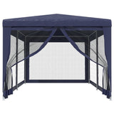 NNEVL Party Tent with 6 Mesh Sidewalls Blue 3x6 m HDPE