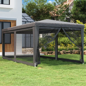NNEVL Party Tent with 6 Mesh Sidewalls Anthracite 3x6 m HDPE