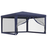 NNEVL Party Tent with 4 Mesh Sidewalls Blue 4x4 m HDPE