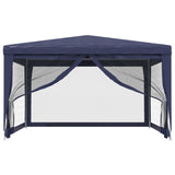 NNEVL Party Tent with 4 Mesh Sidewalls Blue 4x4 m HDPE