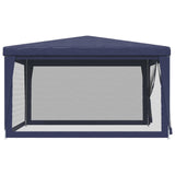 NNEVL Party Tent with 4 Mesh Sidewalls Blue 4x4 m HDPE
