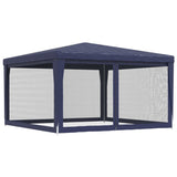 NNEVL Party Tent with 4 Mesh Sidewalls Blue 4x4 m HDPE