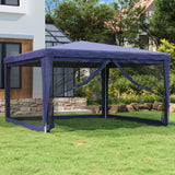 NNEVL Party Tent with 4 Mesh Sidewalls Blue 4x4 m HDPE