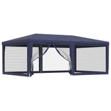NNEVL Party Tent with 6 Mesh Sidewalls Blue 6x4 m HDPE