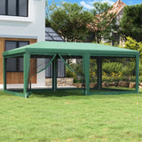 NNEVL Party Tent with 6 Mesh Sidewalls Green 6x4 m HDPE