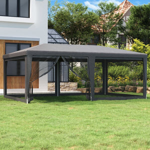 NNEVL Party Tent with 6 Mesh Sidewalls Anthracite 6x4 m HDPE