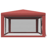 NNEVL Party Tent with 6 Mesh Sidewalls Red 6x4 m HDPE