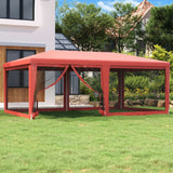 NNEVL Party Tent with 6 Mesh Sidewalls Red 6x4 m HDPE