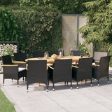 NNEVL 11 Piece Garden Dining Set with Cushions Black