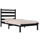NNEVL Bed Frame Black Solid Wood Pine 90x190 cm 3FT Single