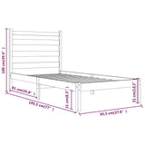 NNEVL Bed Frame Black Solid Wood Pine 90x190 cm 3FT Single