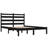 NNEVL Bed Frame Black Solid Wood Pine 135x190 cm 4FT6 Double