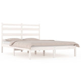 NNEVL Bed Frame White Solid Wood Pine 150x200 cm 5FT King Size