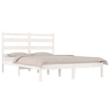 NNEVL Bed Frame White Solid Wood Pine 150x200 cm 5FT King Size