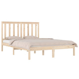NNEVL Bed Frame Solid Wood Pine 135x190 cm 4FT6 Double