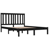 NNEVL Bed Frame Black Solid Wood Pine 183x203 cm King Size