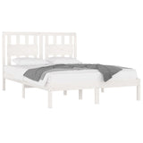 NNEVL Bed Frame White Solid Wood Pine 183x203 cm King Size