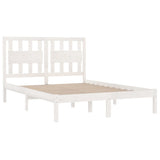 NNEVL Bed Frame White Solid Wood Pine 183x203 cm King Size