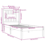 NNEVL Bed Frame Solid Wood 90x190 cm 3FT Single