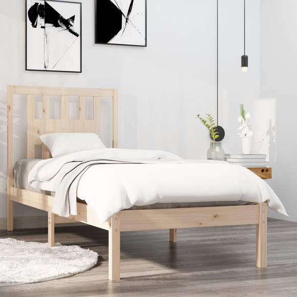 NNEVL Bed Frame Solid Wood 90x190 cm 3FT Single