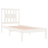 NNEVL Bed Frame White Solid Wood 90x190 cm 3FT Single