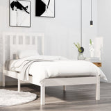 NNEVL Bed Frame White Solid Wood 90x190 cm 3FT Single